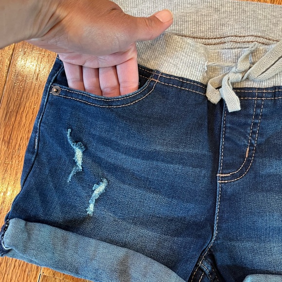 Justice Denim Pull-On Jean Cuffed Shorts - Dark Wash - Size 14 - Picture 4 of 6